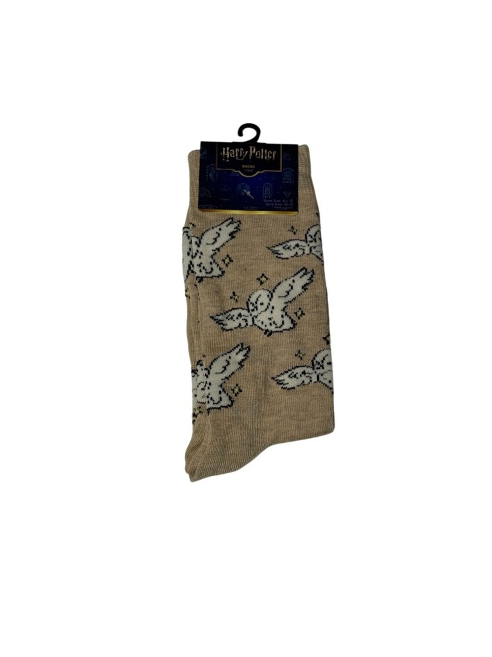 Harry Potter Hedwig Owl Beige Crew Socks One Size Wizarding World NWT